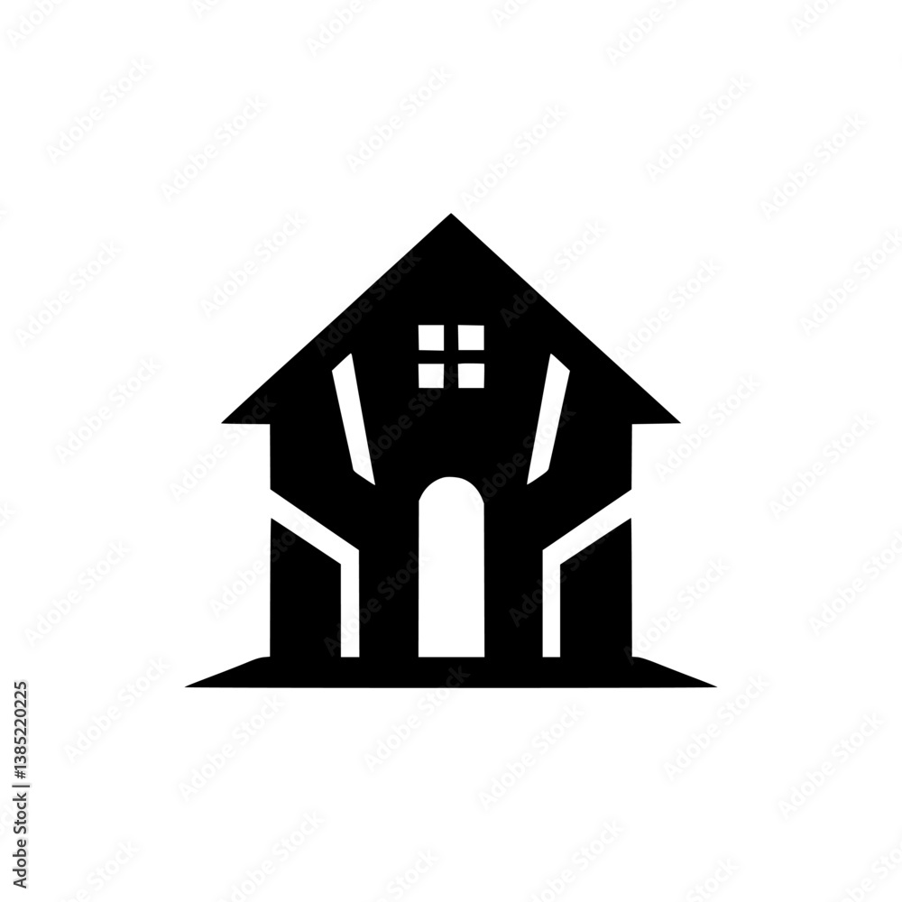 Fototapeta premium Minimalist Geometric House Logo - Modern, Clean, Property Icon