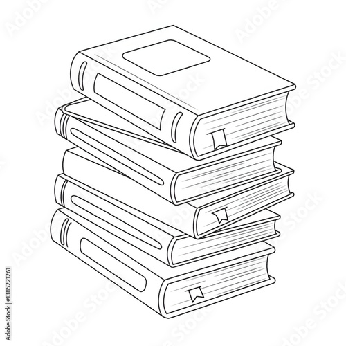 stack of books coloring page 