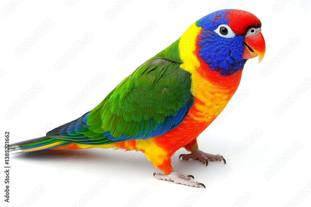 Fototapeta premium Striking portrait of a rainbow lorikeet displaying its vibrant plumage