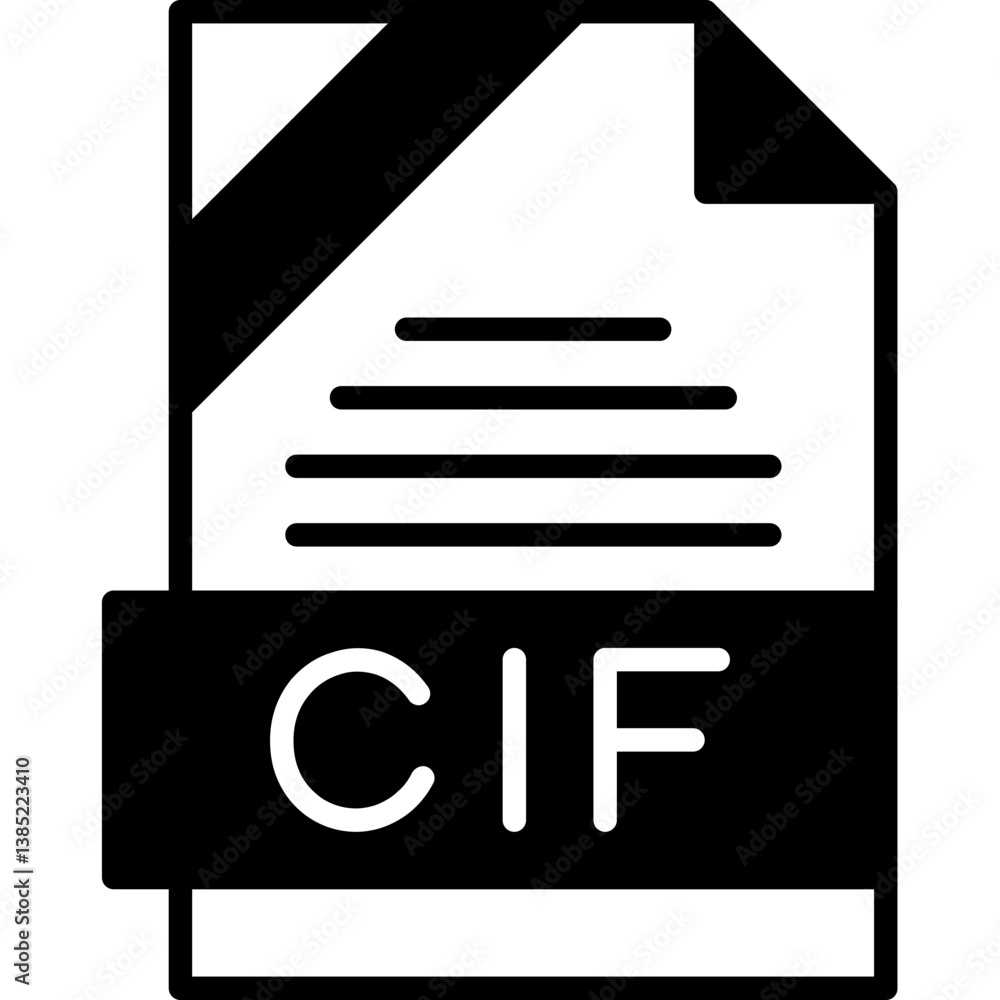 CIF File Format Solid Style Icon CIF File Format Solid Style Icon