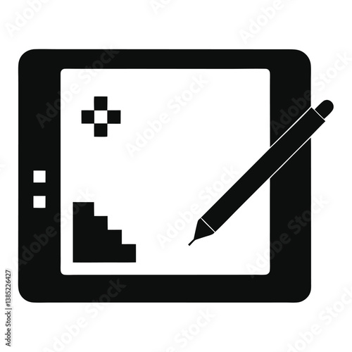 Digital Drawing Tablet and Stylus Icon Design for Graphic Artists