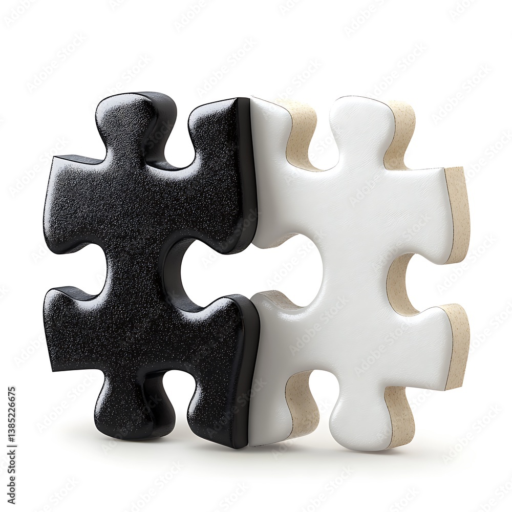 Obraz premium Two Interlocking Puzzle Pieces Symbolizing Connection