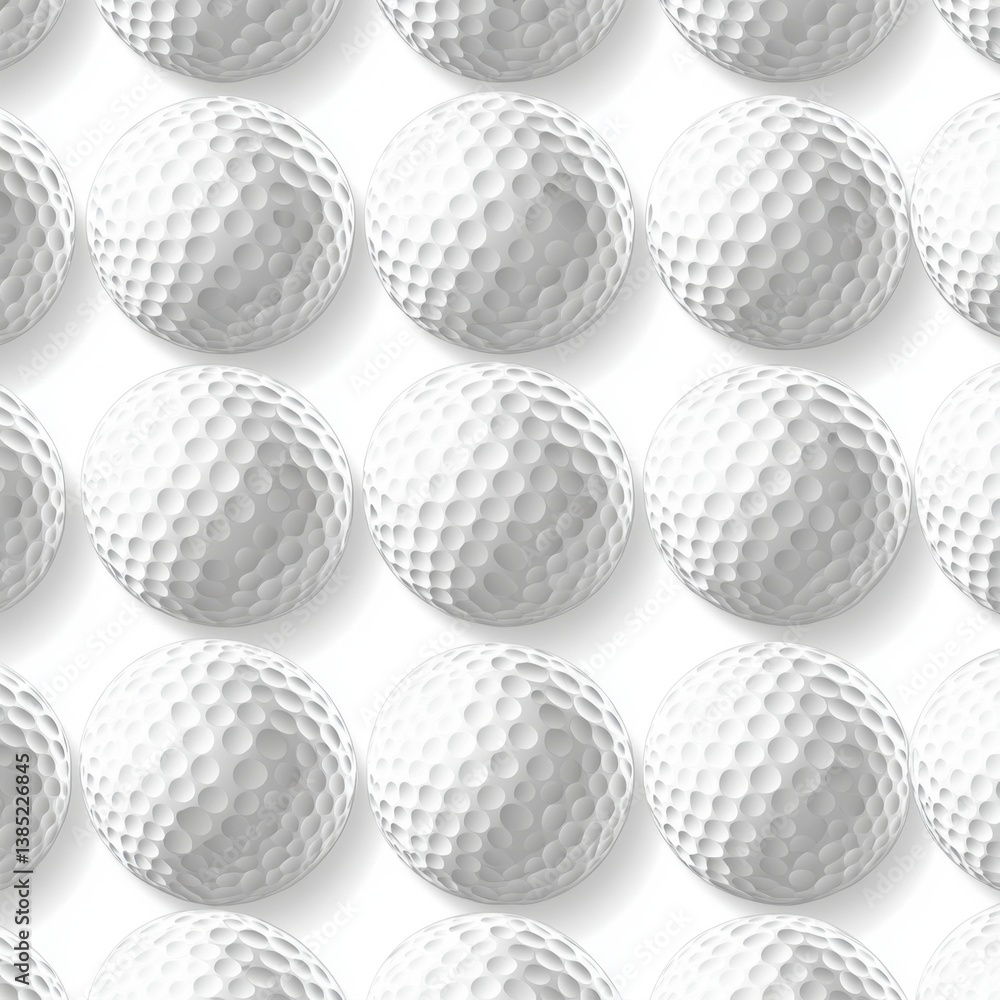 Repeated Pattern of Textured White Golf Balls on a Light Background Repeated Pattern of Textured White Golf Balls on a Light Background