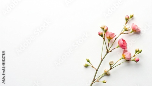 Delicate, small-scale floral sprigs on white background , pretty, wallpaper, background
