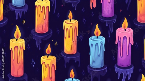 Colorful Candles Night Pattern Design