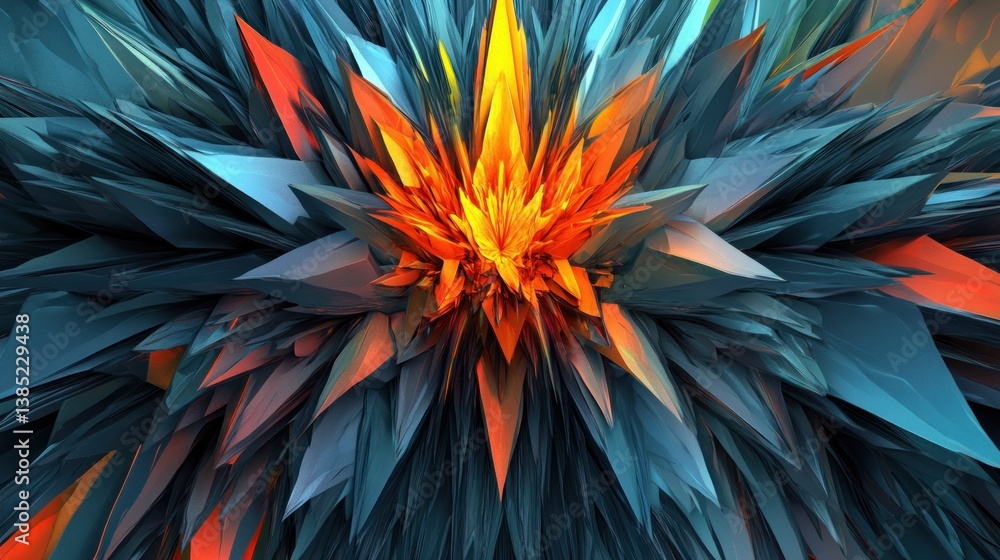 Obraz premium Abstract geometric explosion in vibrant colors