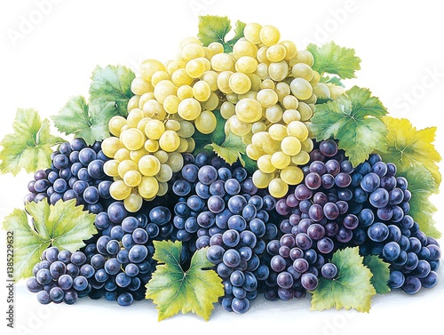 Wallpaper Mural Colorful Grapes Cluster on White Torontodigital.ca