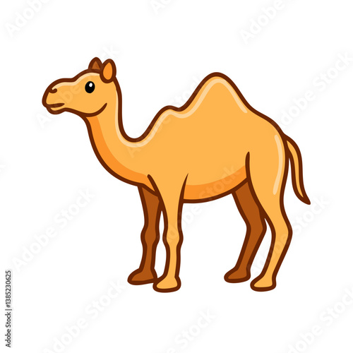 Cartoon illustration of a camel vector drawing desert animal cute camelid dromedary middle east wildlife camel