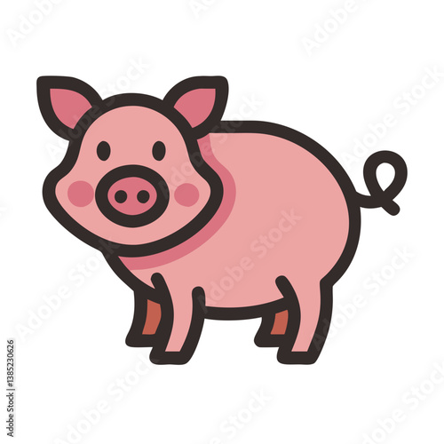 Cute cartoon pig vector illustration for farm animals clipart and graphic design projects and piglet art