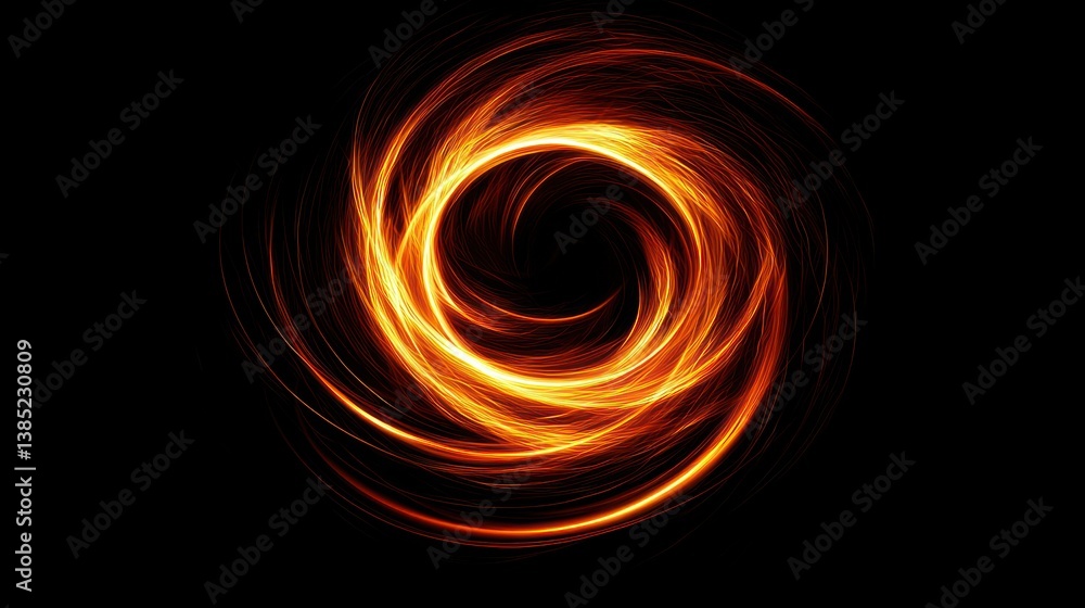 Fototapeta premium Fiery Vortex: Abstract Orange and Black Swirling Light