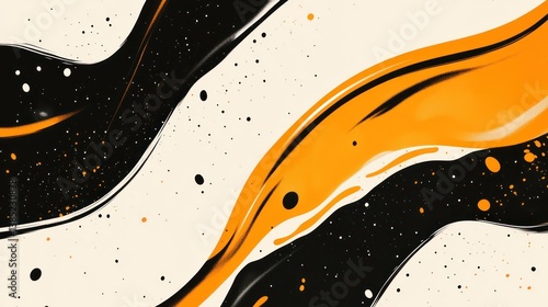 Wallpaper Mural Abstract Orange and Black Swirls: A Dynamic Digital Painting Torontodigital.ca