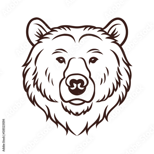 Bear head vector illustration wildlife animal grizzly bear brown bear face drawing line art design graphic 100