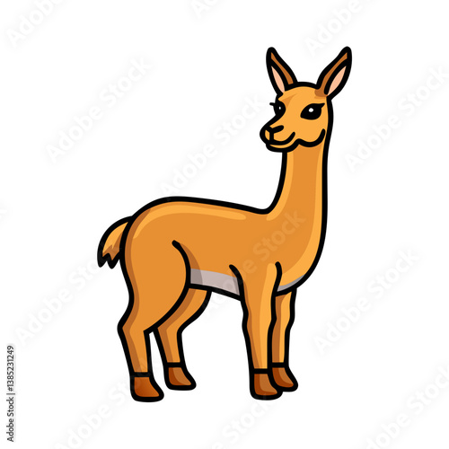 Cartoon guanaco illustration vector image for kids education and animal species identification learning material