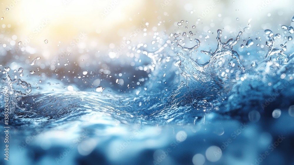 Water splash, sunlight, bokeh background, nature, refreshing Water splash, sunlight, bokeh background, nature, refreshing