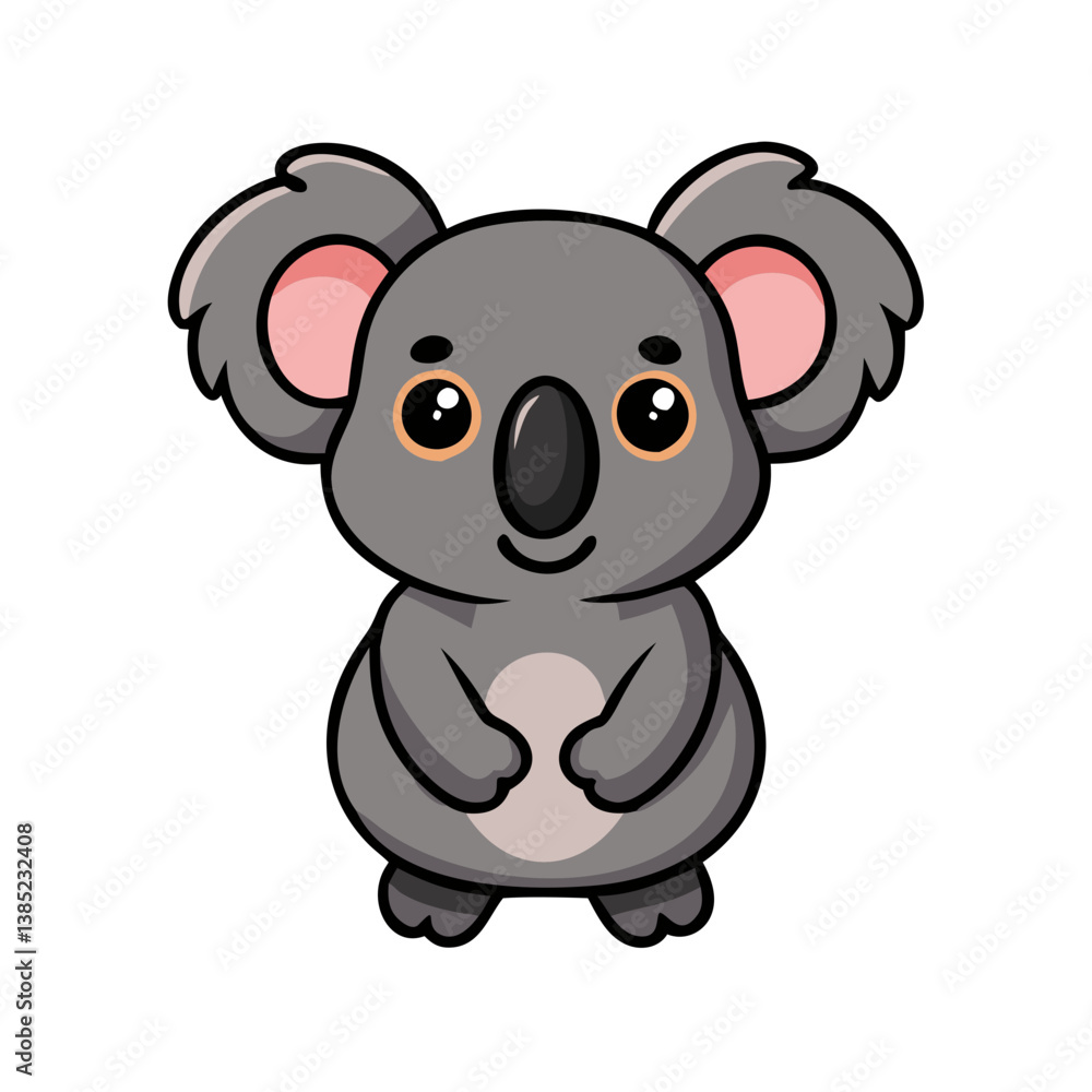 Naklejka premium Cute cartoon koala bear illustration for kids design and animal lovers, adorable wildlife drawing art