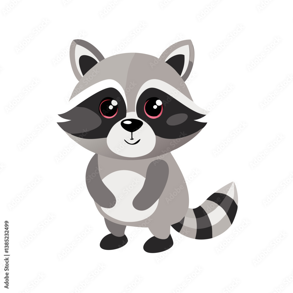 Cute cartoon raccoon vector illustration for kids design projects and animal themed graphic design resources use Cute cartoon raccoon vector illustration for kids design projects and animal themed graphic design resources use