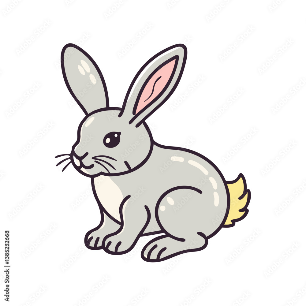 Cute cartoon rabbit illustration vector drawing of a bunny pet animal for easter and spring designs Cute cartoon rabbit illustration vector drawing of a bunny pet animal for easter and spring designs