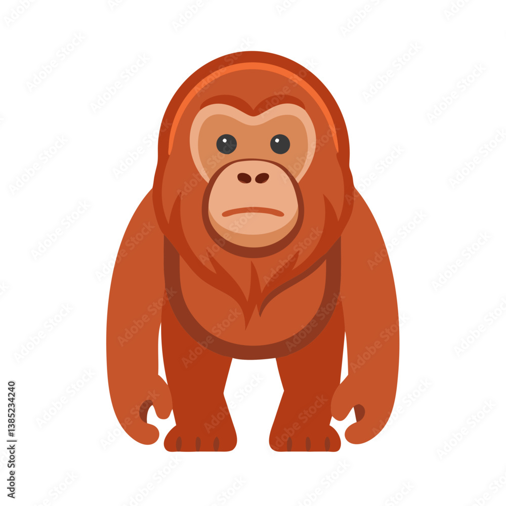 Fototapeta premium Illustration of a cute orangutan ape primate mammal vector graphic design for nature animal lovers and educators