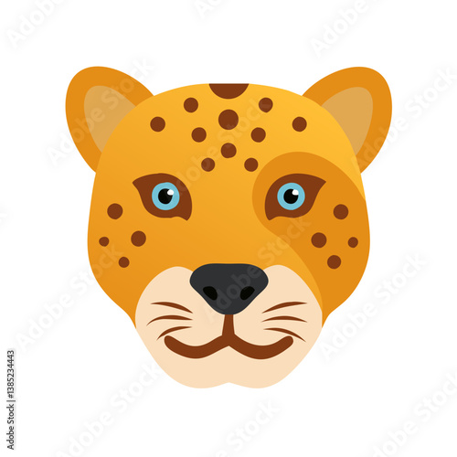 Cartoon jaguar face vector illustration, animal head drawing, wildlife graphic design, feline art print