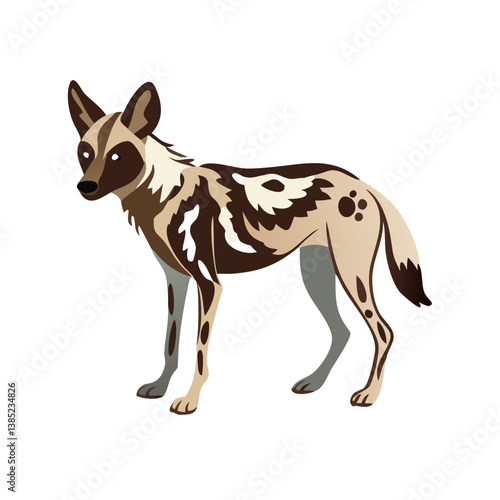 Illustration of african wild dog lycaon pictus endangered species wildlife animal vector art design