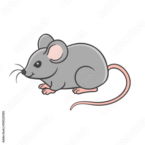 Cartoon gray mouse illustration vector drawing rodent animal pet cute clip art graphic design isolated image