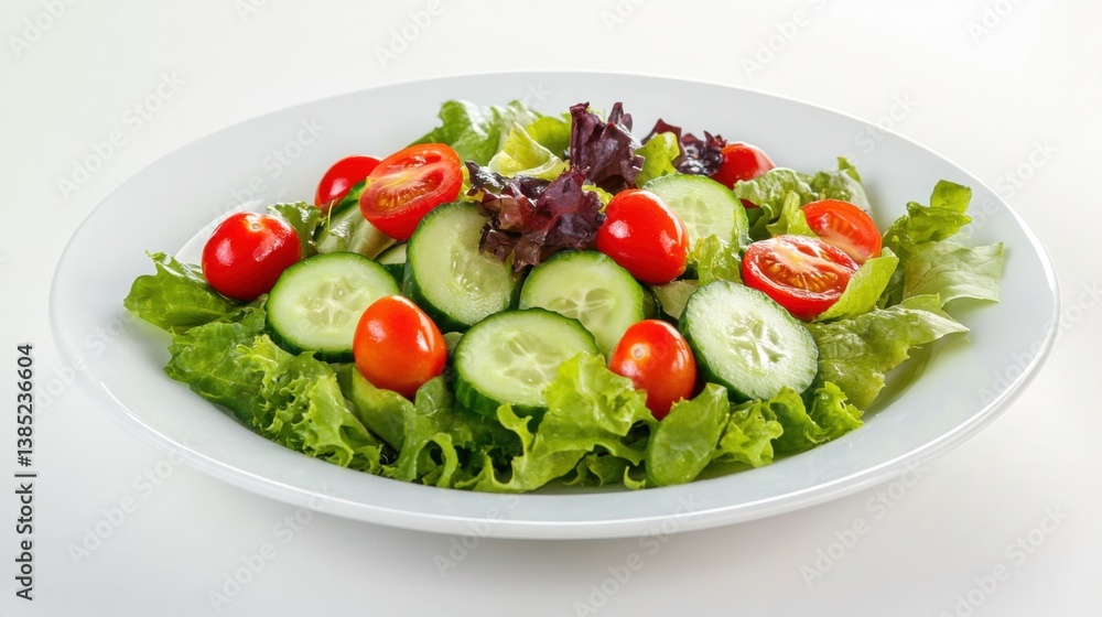 A fresh vegetable salad with spinach, cherry tomatoes, and cucumber. Featuring freshness and vitality A fresh vegetable salad with spinach, cherry tomatoes, and cucumber. Featuring freshness and vitality