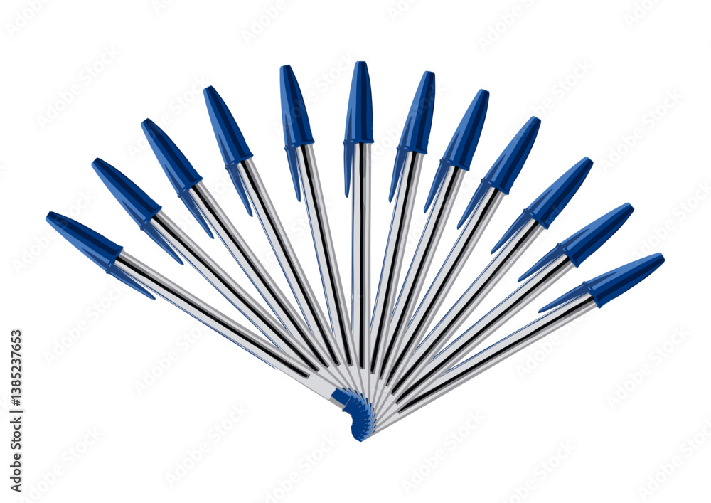 Caneta esferográfica azul e transparente