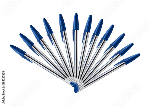 Caneta esferográfica azul e transparente