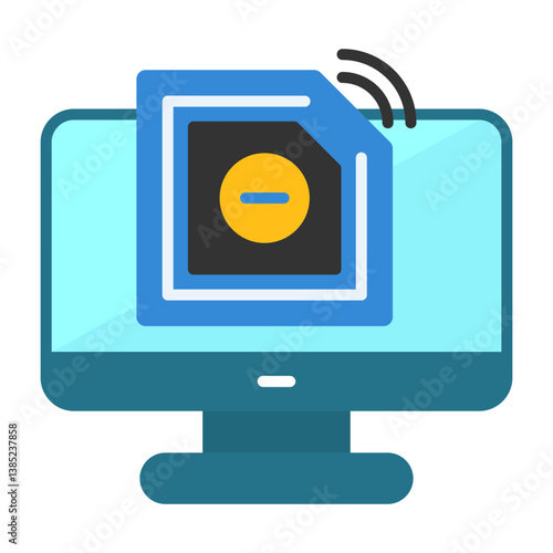 Rfid chip Flat Style Icon