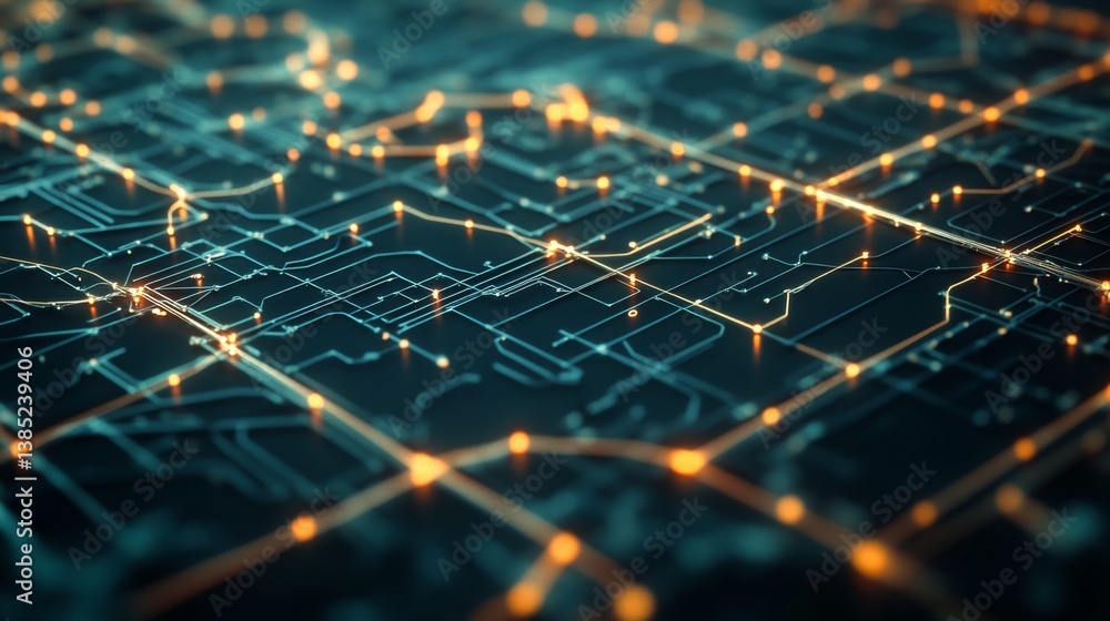 Obraz premium Dynamic data visualization of urban networks digital realm infographic design technological environment macro perspective