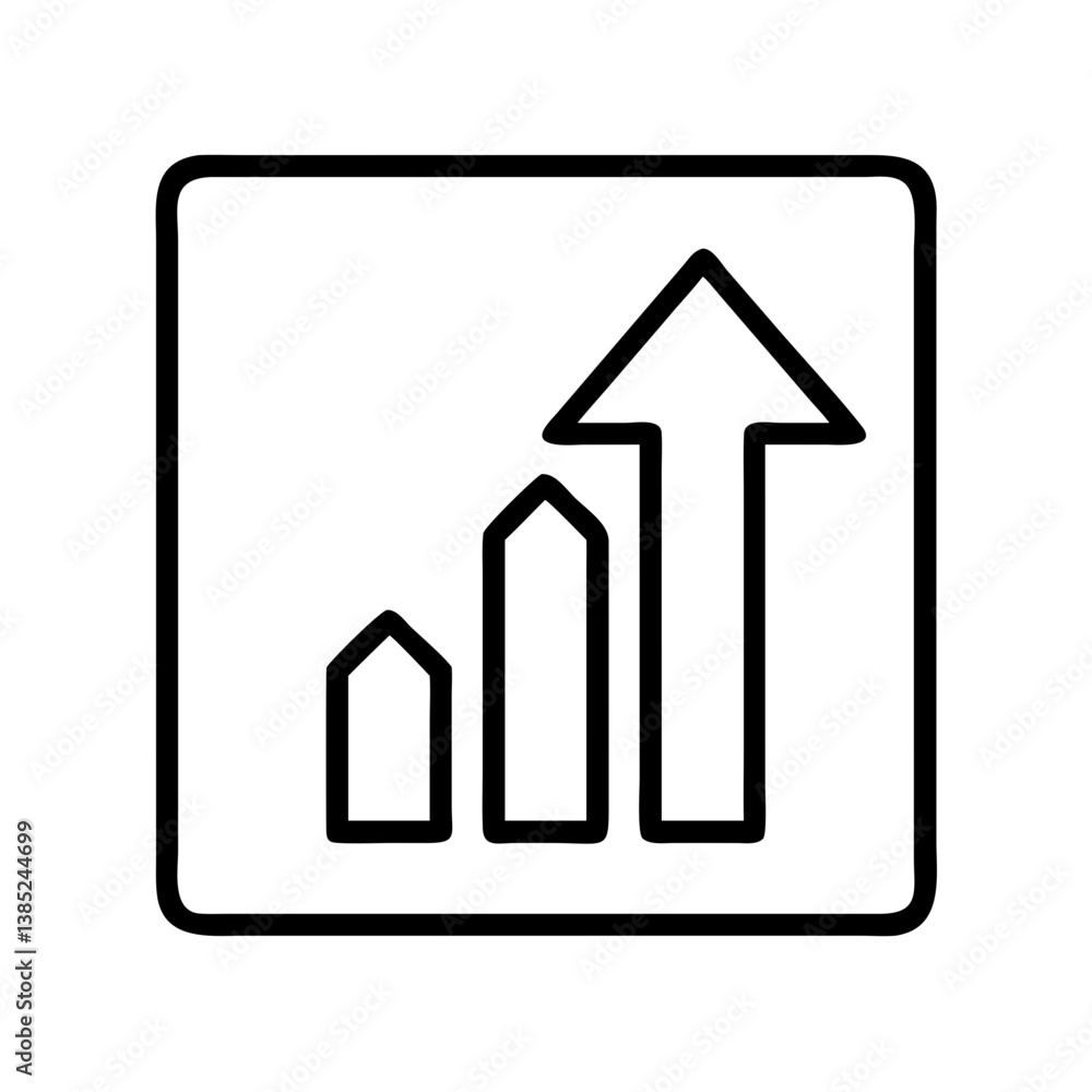 Growth chart icon for business success and financial growth concept with upward arrow showing progress Growth chart icon for business success and financial growth concept with upward arrow showing progress