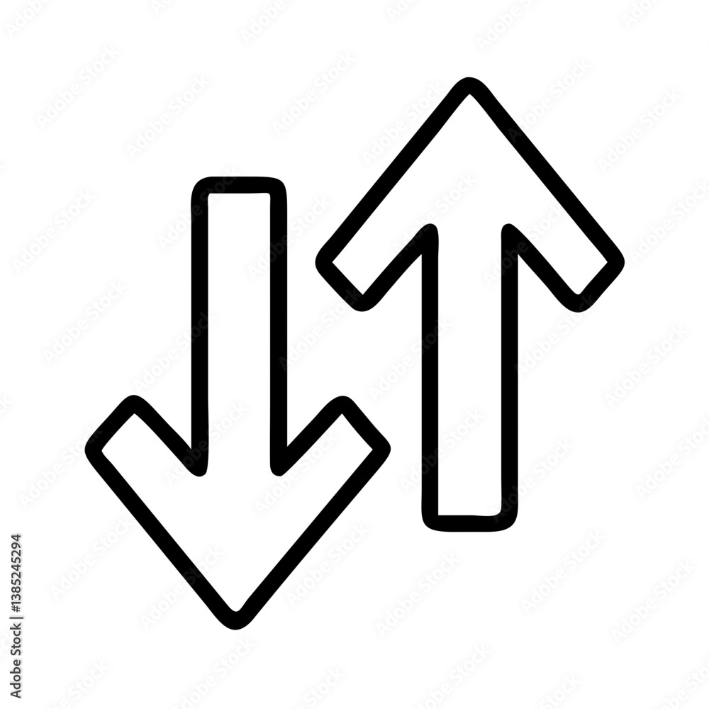 Up and down arrows icon for data transfer, exchange, sort, and direction symbol vector graphic design char Up and down arrows icon for data transfer, exchange, sort, and direction symbol vector graphic design char
