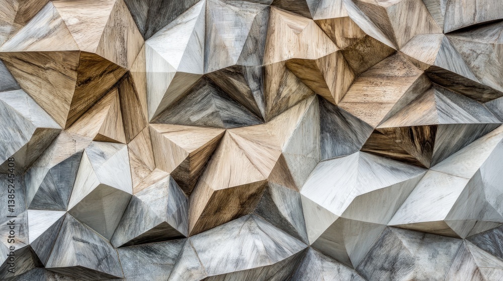 Fototapeta premium Geometric Wood and Stone Wall Pattern