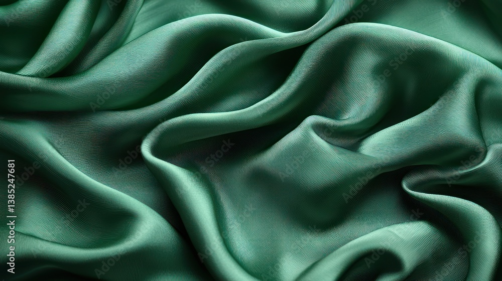 Obraz premium Emerald green silk fabric texture background