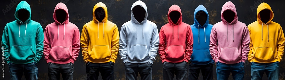Colorful Hoodies Against Dark Background Colorful Hoodies Against Dark Background
