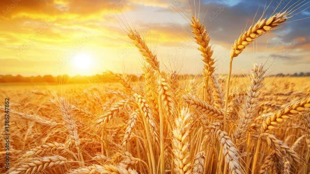 Golden wheat field at sunset. Golden wheat field at sunset.