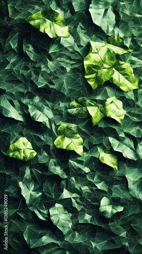 Abstract Green Leaf Polygonal Texture Background