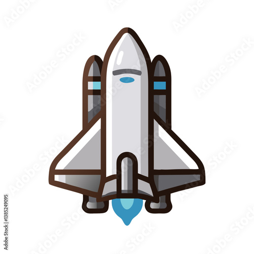 Space shuttle launch cartoon flat icon