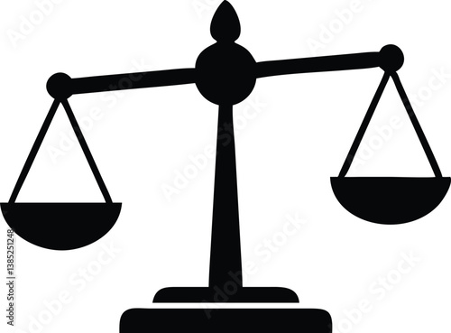 Black justice scales on transparent background.Law and symbolic equilibrium