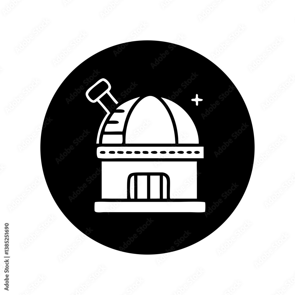 Observatory dome in black and white flat design Observatory dome in black and white flat design