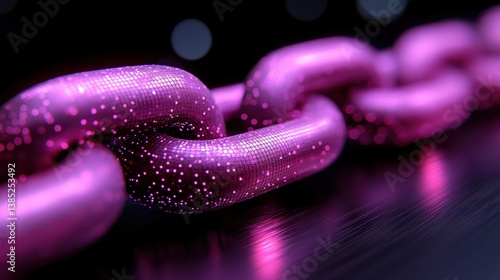 Abstract Pink Chain Link: Digital Security and Connection