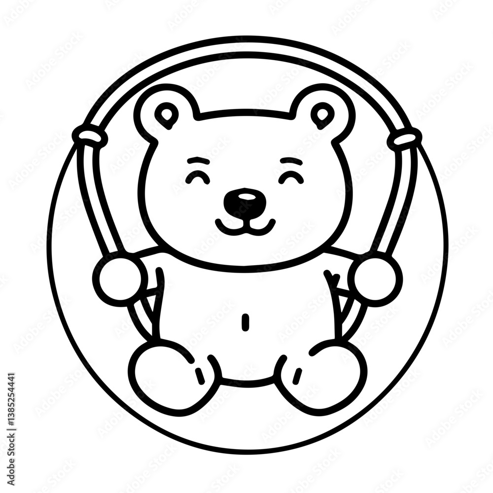 Cute bear character swinging joyfully in a playful design, featuring a cartoonish style and cheerful expression suitable for children's themes Cute bear character swinging joyfully in a playful design, featuring a cartoonish style and cheerful expression suitable for children's themes