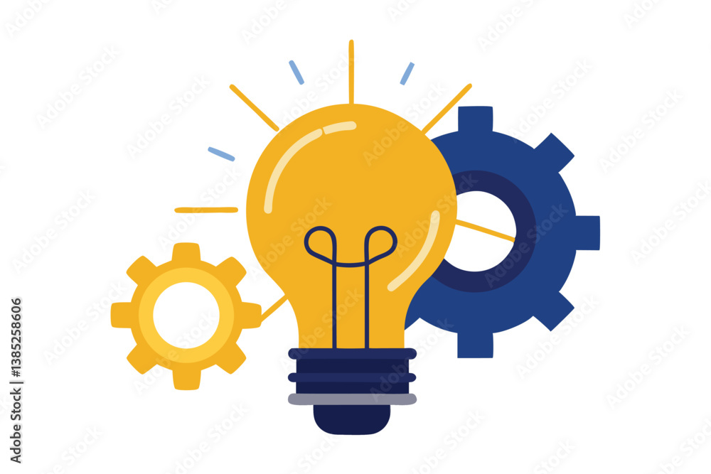 Creative Light Bulb with Gear on Transparent Background Design Creative Light Bulb with Gear on Transparent Background Design