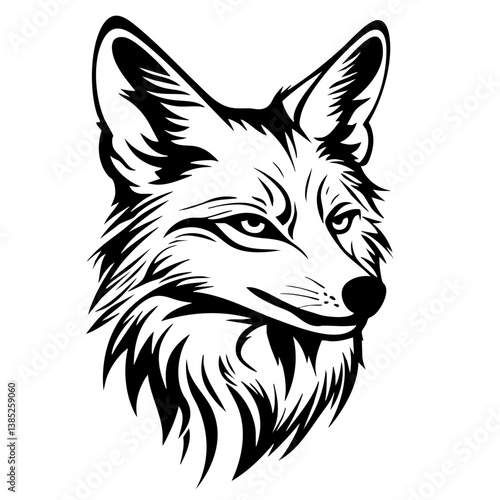 Fox head design showcasing intricate details and sharp features, representing cunning and intelligence in nature