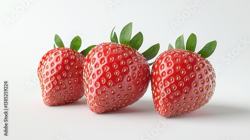 Wallpaper Mural Three ripe strawberries on white background, food photography for recipe or packaging Torontodigital.ca