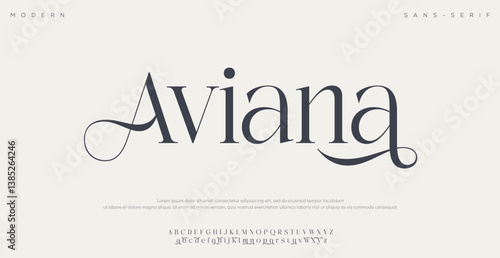 Aviana Classy elegant font, vintage type or luxury premium typeface, vector English royal alphabet.