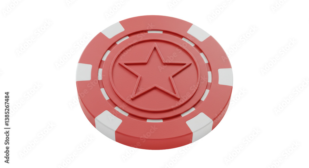 Isolated Red Casino Chip with Star Symbol Isolated Red Casino Chip with Star Symbol