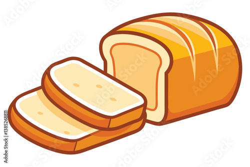 Loaf Bread With Two Slices Isolated on a White Background