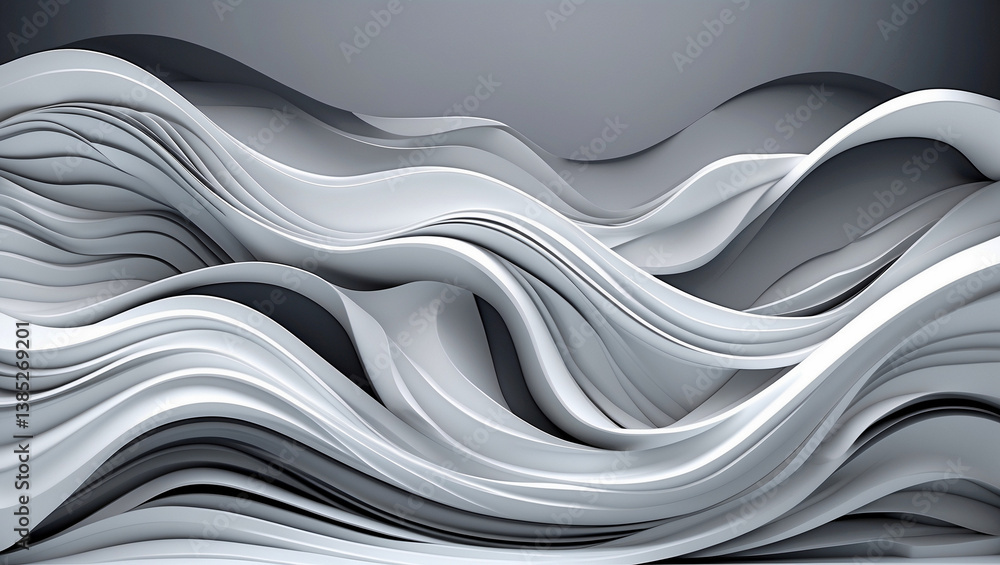 Modern elegance white and gray fluid wave backdrop Modern elegance white and gray fluid wave backdrop