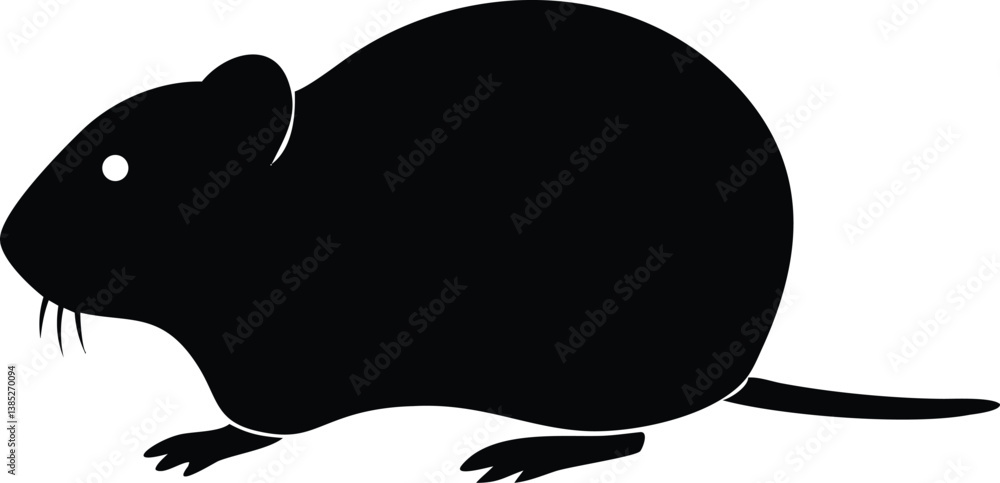 Obraz premium Minimalist Silhouette of a Rat with Clean Lines and Transparent Background